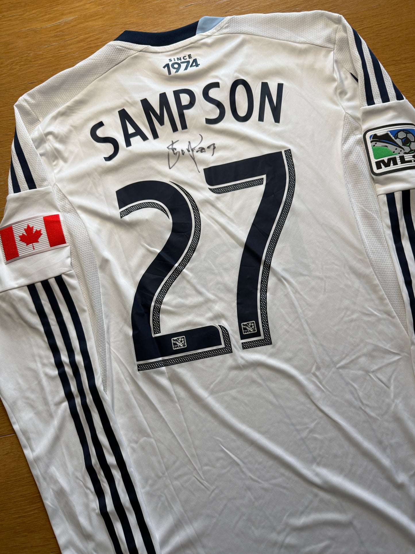 Vancouver Whitecaps 2013/14 Match Issued + Signed Home 'Sampson 27' (M)